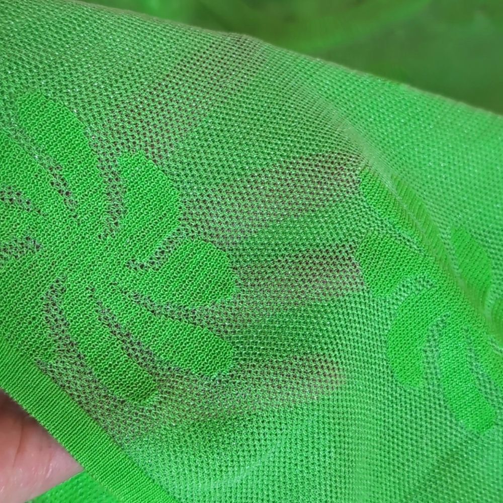 ZARA Mesh Floral Knit Metallic Effect Long Sleeve Neon Green 💚 Top NWT - Picture 5 of 11